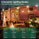 52.5FT Colorful Outdoor String Lights Smart RGB LED Patio Lights IP66 Waterproof Dimmable Hanging Light Bulbs With APP Remote Control 15 Bulbs - Image 9