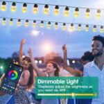 52.5FT Colorful Outdoor String Lights Smart RGB LED Patio Lights IP66 Waterproof Dimmable Hanging Light Bulbs With APP Remote Control 15 Bulbs - Image 10