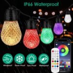 52.5FT Colorful Outdoor String Lights Smart RGB LED Patio Lights IP66 Waterproof Dimmable Hanging Light Bulbs With APP Remote Control 15 Bulbs - Image 7