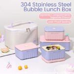 Stainless Steel Food Storage Container Set, Purple, Suitable For Refrigerator And Outdoor Use, With Carrying Case - Image 3