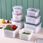 Double-layer Draining Plastic Food Storage Container Set
