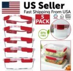 5 Pack Stackable Food Storage Containers Airtight & Leakproof Set Snap Lock Lids - Image 5