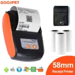 GOOJPRT PT-210 58mm Mini Portable Printer Mobile Wireless Bluetooth Mobile Ticket Bill POS Printer Handheld Barcode Phone and PC